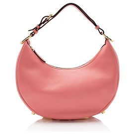 Pequena bolsa hobo de couro Fendi Fendigraphy Rosa
