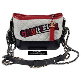 Chanel Bolsa de ombro e transversal de corrente pequena Gabrielle Cinza