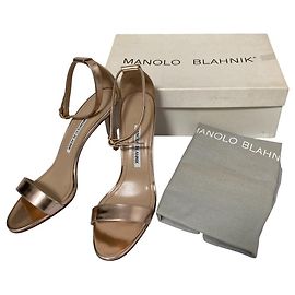 Sandali CHAOS in pelle Manolo Blahnik Argento Rosa