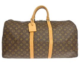 Sac Keepall Louis Vuitton Monogram Canvas 55 Marron