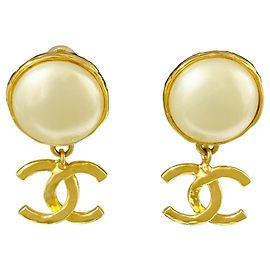 Orecchini a clip Chanel CC Logo e Perle D'oro