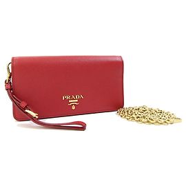 Bolsa de ombro em couro vermelho Prada Vermelho
