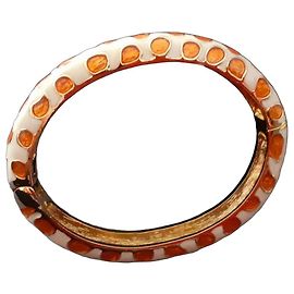 Bracelet jonc émaillé Kenneth Jay Lane à pois Doré Orange Écru