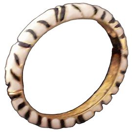Kenneth Jay Lane Zebra Enamel Bangle Black White Golden