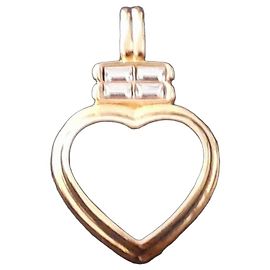 Pendentif Cœur Kenneth Jay Lane Doré et Cristaux Doré