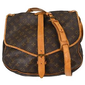 Louis Vuitton Saumur Handbag Monogram Canvas 35 Brown