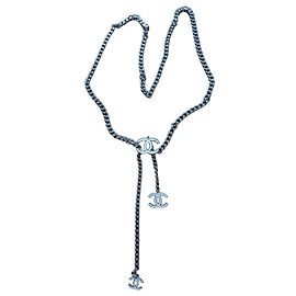 Chanel Kettengürtel mit CC-Logos Aus weiß Silber Hardware