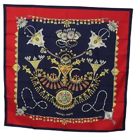 Hermès Hermes Carré 90 Seta multicolore 90 x 90 Blu navy