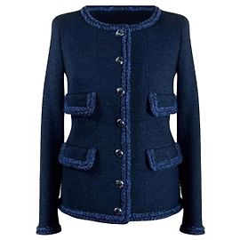 Chanel Globalization Tweed-Jacke Dunkelblau Dunkelblau