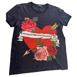T-shirt Dolce & Gabbana Cuore e Rose - Nera Nero