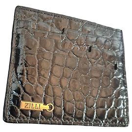 ZILLI black crocodile leather card holder Black