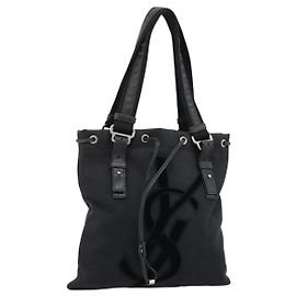Borsa Tote SAINT LAURENT Kahala Canvas Nero Argento 123435 Auth ka4828 Nero Argento