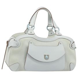 Sac à main Salvatore Ferragamo en daim bleu clair argenté authentique ka4819A Argenté Bleu clair