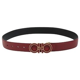 Cinturón Salvatore Ferragamo Gancini de cuero 37.8" Rojo Oro Auth 185545A Roja Dorado
