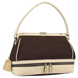 Bolsa PRADA em lona marrom Auth 185862 Marrom