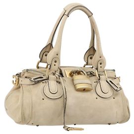 Chloé Borsa Chloe Paddington in Pelle Avorio Oro Argento Auth 185677 Argento D'oro Crudo