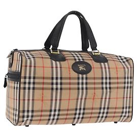 Sac Boston Burberry Nova Check en toile Beige Or Authentique ep14727 Beige Doré