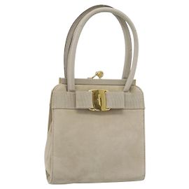 Sac à main Salvatore Ferragamo Vala en daim beige doré Auth ka4791 Beige Doré