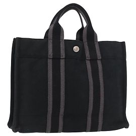 Hermès Borsa HERMES Fourre Tout PM in cotone Nero Argento Auth 187747A Nero Argento