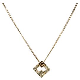 Colar GIVENCHY com strass metal Gold Auth SW2366 Dourado
