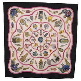 Hermès HERMES Carré 90 Sciarpa "Pourvu qu'on oit l'ivresse..." Seta Nero Auth 185840 Nero