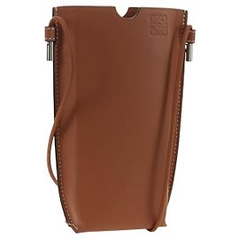 Bolsa de ombro LOEWE Anagram Gate Pocket de couro marrom Auth 185145V Marrom