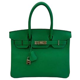 Sac à main Hermès Birkin 30 Cuir Togo Vert Bambou Vert