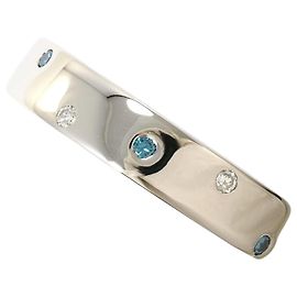 Autre Marque Platinum Blue Diamond Band Ring Blue Other