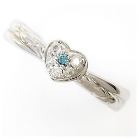 Autre Marque PT900 Platinum Band Ring with Blue Diamond Blue Other