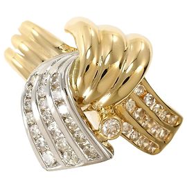 Autre Marque 18K Gelbgold und Platin Diamant Ring Golden Andere