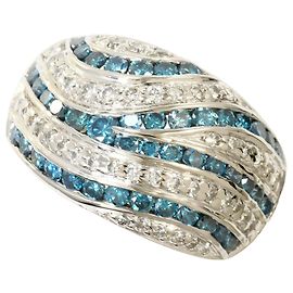 Autre Marque PT900 Platinum Band Ring with Blue Diamond Blue Other