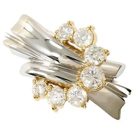 Autre Marque Anel de banda em platina e ouro amarelo 18K com diamante Dourado Outro