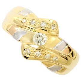 Autre Marque 18K Gold and Platinum Band Ring with Diamond Golden Other