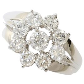 Autre Marque Platinum Band Ring with Diamond Other