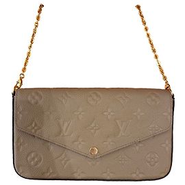 Louis Vuitton Felicie Chain Wallet Metallic Monogram Vernis Beige