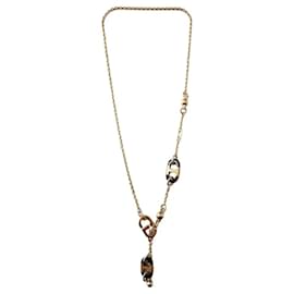 Hermès Ever Chain Anchor Sautoir Necklace in Horn and Gold-Toned Metal Silvery