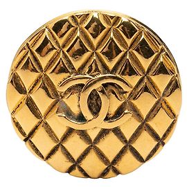 Chanel Coco Mark Vintage Rund Brosche Golden