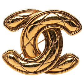 Broche Chanel Coco Mark plaquée or Doré