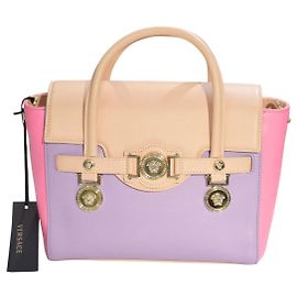 Versace DV One Leder Handtasche Pastel Pink Beige Lila