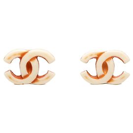 Orecchini a clip Chanel Coco Mark Marrone Bianco