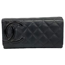 Cartera larga de cordero Cambon Chanel Negro