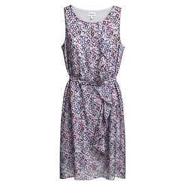Autre Marque Vestido midi de seda sin mangas con estampado multicolor violeta claro con cinturón Armani Collezioni Multicolor