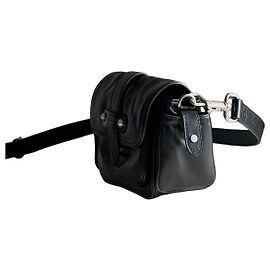 Louis Vuitton Black Leather Messenger Bag Black