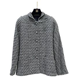 Chanel 2013 Black White Silver Lurex Tweed Jacket - Size S Pre-owned Other