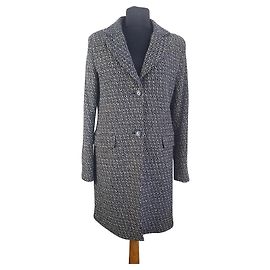 Manteau en tweed Sandro Paris Noir Blanc Doré