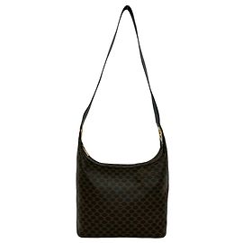 Céline Celine Macadam Blazon Patterned Shoulder Bag Brown Black