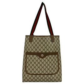 Sac cabas Gucci Vintage Sherry Line GG Logo Marron