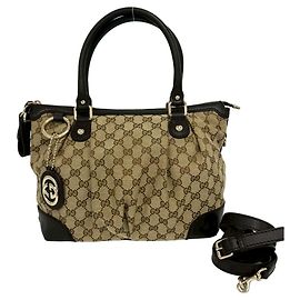 Mini bolsa tote GUCCI Sukey em canvas GG e couro Marrom Bege