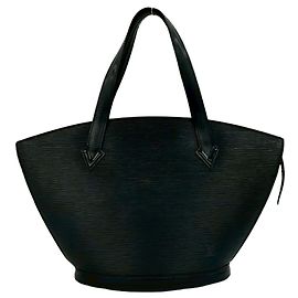 Sac cabas Louis Vuitton Vintage Saint Jacques en cuir Epi noir Noir