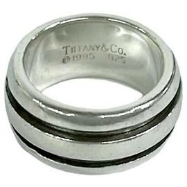 Tiffany & Co. Vintage Grooved Double Line Ring Silber